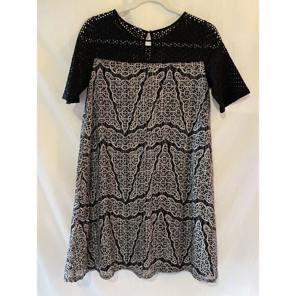 Cato NWT Dress A-Line Trapeze Black Gold Starlight Eyelet Small Summer Wedding - Picture 1 of 8